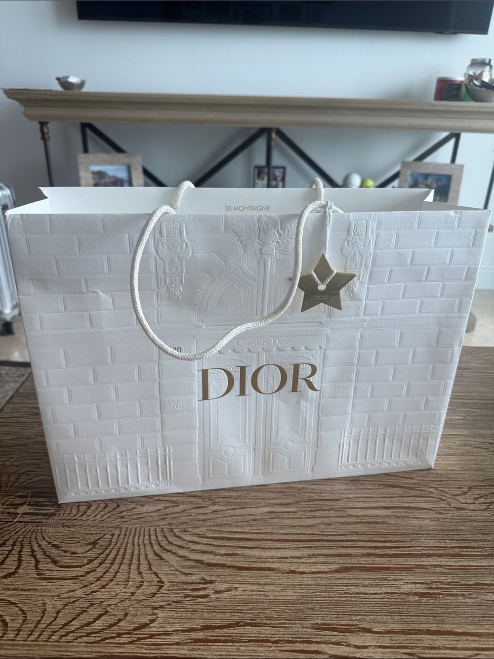 Dior 30 Montaigne 16.5” x 11.75” x 5” Shopping Bag with Gold Star Charm